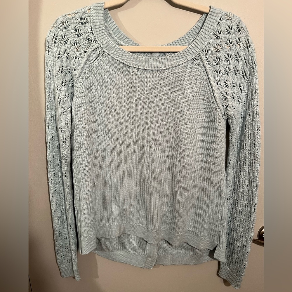 LOFT Pointelle Button Back Sweater